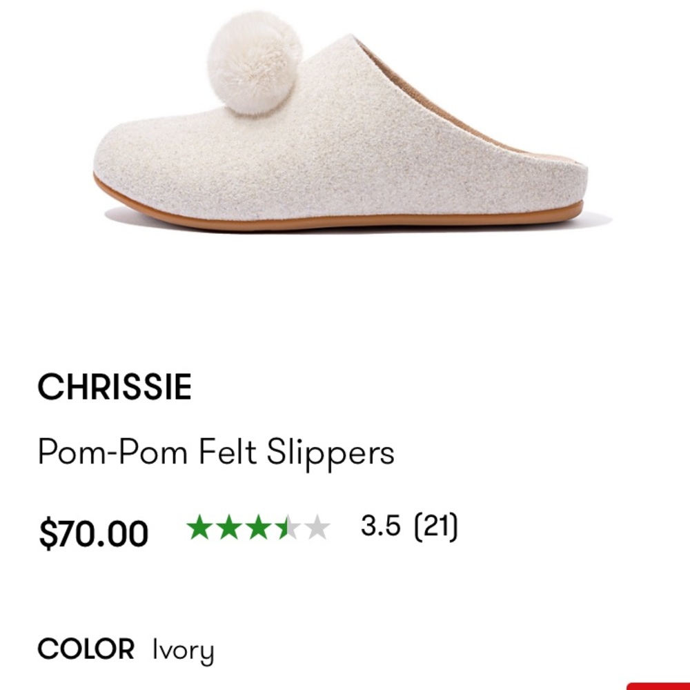 Brand New In Box - Fitflop Chrissie Pom-Pom Felt Shoes.  Womens Size 8, Ivory.